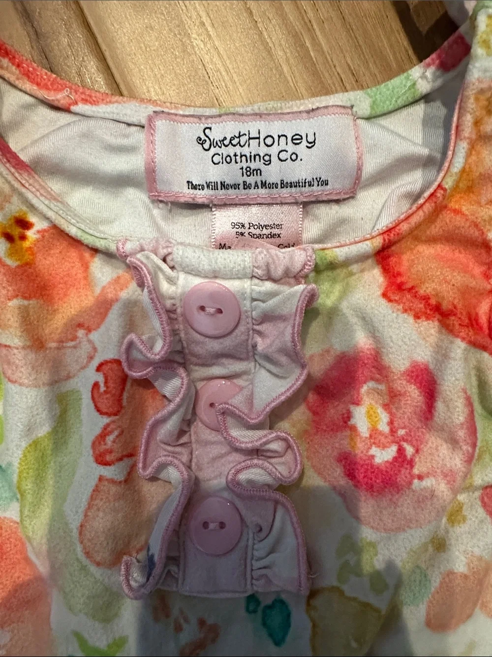 SweetHoney Girls Floral Watercolor Nightgown - Pink, Coral, Green, Yellow